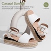 image:imageVepose Womens Espadrille Platform Wedge Sandals Open Toe Ankle Strap 400A  Memory foam cushioning comfortable adjustable buckle 23inch lift braided ropelook trim for dressy casual vacation wearEspadrilles400awhite Pu