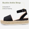 image:imageVepose Womens Espadrille Platform Wedge Sandals Open Toe Ankle Strap 400A  Memory foam cushioning comfortable adjustable buckle 23inch lift braided ropelook trim for dressy casual vacation wearEspadrilles400ablack Nubuck