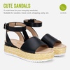 image:imageVepose Womens Espadrille Platform Wedge Sandals Open Toe Ankle Strap 400A  Memory foam cushioning comfortable adjustable buckle 23inch lift braided ropelook trim for dressy casual vacation wearEspadrilles400ablack Pu