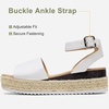 image:imageVepose Womens Espadrille Platform Wedge Sandals Open Toe Ankle Strap 400A  Memory foam cushioning comfortable adjustable buckle 23inch lift braided ropelook trim for dressy casual vacation wearEspadrilles400awhite Pu