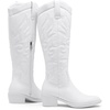 image:imageWomens Embroidered Knee High Western Low Heel Cowboy Boots  Round toe inside zipper pull tabs memory foam cushioning breathable lining nonslip rubber outsole for daily looksWhite