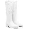 image:imageWomens Embroidered Knee High Western Low Heel Cowboy Boots  Round toe inside zipper pull tabs memory foam cushioning breathable lining nonslip rubber outsole for daily looksWhite