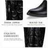 image:imageWomens Embroidered Knee High Western Low Heel Cowboy Boots  Round toe inside zipper pull tabs memory foam cushioning breathable lining nonslip rubber outsole for daily looksBlack