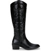image:imageWomens Embroidered Knee High Western Low Heel Cowboy Boots  Round toe inside zipper pull tabs memory foam cushioning breathable lining nonslip rubber outsole for daily looksBlack