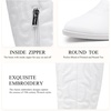 image:imageWomens Embroidered Knee High Western Low Heel Cowboy Boots  Round toe inside zipper pull tabs memory foam cushioning breathable lining nonslip rubber outsole for daily looksWhite