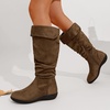 image:imageWomens Flat Knee High Boots with Slouch Shaft 942  Casual dress boot look softly slouched shaft round toe pairs with jeans leggings and skirtsSlouch Suede Boots942brown