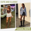 image:imageWomens Flat Knee High Boots with Slouch Shaft 942  Casual dress boot look softly slouched shaft round toe pairs with jeans leggings and skirtsSlouch Suede Boots942black Pu