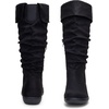 image:imageWomens Flat Knee High Boots with Slouch Shaft 942  Casual dress boot look softly slouched shaft round toe pairs with jeans leggings and skirtsSlouch Suede Boots942black