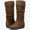 image:imageWomens Flat Knee High Boots with Slouch Shaft 942  Casual dress boot look softly slouched shaft round toe pairs with jeans leggings and skirtsSlouch Suede Boots942brown
