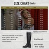 image:imageWomens Knee High Riding Boots Square Toe Buckle Harness Style  Low block chunky heel fashion boots side zipper hidden stretch panel styled for fall layers city days and goingout looksRivet Black