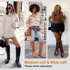 image:imageWomens Knee High Riding Boots with Buckle and Inside Zipper  Casual fashion boots smooth tall shaft round toe low block heel and cushioned insole for jeans skirts and work looksBlack