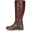 image:imageWomens Knee High Riding Boots with Buckle and Inside Zipper  Casual fashion boots smooth tall shaft round toe low block heel and cushioned insole for jeans skirts and work looksWhisky