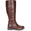 image:imageWomens Knee High Riding Boots with Buckle and Inside Zipper  Casual fashion boots smooth tall shaft round toe low block heel and cushioned insole for jeans skirts and work looksWhisky