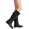 image:imageWomens Knee High Riding Boots with Buckle and Inside Zipper  Casual fashion boots smooth tall shaft round toe low block heel and cushioned insole for jeans skirts and work looksBlack