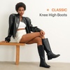 image:imageWomens Knee High Riding Boots with Buckle and Inside Zipper  Casual fashion boots smooth tall shaft round toe low block heel and cushioned insole for jeans skirts and work looksRetro Black