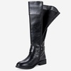 image:imageWomens Knee High Riding Boots with Buckle and Inside Zipper  Casual fashion boots smooth tall shaft round toe low block heel and cushioned insole for jeans skirts and work looksBlack