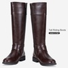 image:imageWomens Knee High Riding Boots with Buckle and Inside Zipper  Casual fashion boots smooth tall shaft round toe low block heel and cushioned insole for jeans skirts and work looksDark Brown