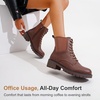 image:imageWomens Lace Up Combat Ankle Boots with Zipper and Lug Sole  Comfortable chunky low heel short booties memory foam cushioning round toe for casual workdays city walks fall outfitsCognac