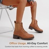 image:imageWomens Lace Up Combat Ankle Boots with Zipper and Lug Sole  Comfortable chunky low heel short booties memory foam cushioning round toe for casual workdays city walks fall outfitsBrown