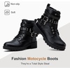 image:imageWomens Lace Up Combat Ankle Boots with Zipper and Lug Sole  Comfortable chunky low heel short booties memory foam cushioning round toe for casual workdays city walks fall outfitsMoto Black