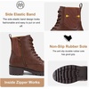 image:imageWomens Lace Up Combat Ankle Boots with Zipper and Lug Sole  Comfortable chunky low heel short booties memory foam cushioning round toe for casual workdays city walks fall outfitsCognac