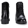 image:imageWomens Lace Up Combat Ankle Boots with Zipper and Lug Sole  Comfortable chunky low heel short booties memory foam cushioning round toe for casual workdays city walks fall outfitsLeather Black