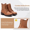 image:imageWomens Lace Up Combat Ankle Boots with Zipper and Lug Sole  Comfortable chunky low heel short booties memory foam cushioning round toe for casual workdays city walks fall outfitsBrown