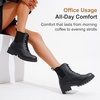 image:imageWomens Lace Up Combat Ankle Boots with Zipper and Lug Sole  Comfortable chunky low heel short booties memory foam cushioning round toe for casual workdays city walks fall outfitsBlack