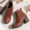 image:imageWomens Platform Chelsea Ankle Boots Chunky Block Heel Booties  Side elastic Inside zipper Lug sole Round toe Steady platform feel Comfort Casual Jeans Dresses OfficeCognac