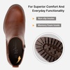 image:imageWomens Platform Chelsea Ankle Boots Chunky Block Heel Booties  Side elastic Inside zipper Lug sole Round toe Steady platform feel Comfort Casual Jeans Dresses OfficeCognac