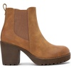 image:imageWomens Platform Chelsea Ankle Boots Chunky Block Heel Booties  Side elastic Inside zipper Lug sole Round toe Steady platform feel Comfort Casual Jeans Dresses OfficeYellow Brown