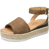 image:imageVepose Womens Espadrille Platform Wedge Sandals Open Toe Ankle Strap 400A  Memory foam cushioning comfortable adjustable buckle 23inch lift braided ropelook trim for dressy casual vacation wearSummer Sandal400abrown
