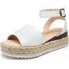 image:imageVepose Womens Espadrille Platform Wedge Sandals Open Toe Ankle Strap 400A  Memory foam cushioning comfortable adjustable buckle 23inch lift braided ropelook trim for dressy casual vacation wearEspadrilles400awhite Pu