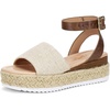 image:imageVepose Womens Espadrille Platform Wedge Sandals Open Toe Ankle Strap 400A  Memory foam cushioning comfortable adjustable buckle 23inch lift braided ropelook trim for dressy casual vacation wearEspadrilles400anatural