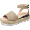 image:imageVepose Womens Espadrille Platform Wedge Sandals Open Toe Ankle Strap 400A  Memory foam cushioning comfortable adjustable buckle 23inch lift braided ropelook trim for dressy casual vacation wearEspadrilles400anude Nubuck