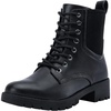 image:imageWomens Lace Up Combat Ankle Boots with Zipper and Lug Sole  Comfortable chunky low heel short booties memory foam cushioning round toe for casual workdays city walks fall outfitsBlack
