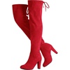 image:imageWomens Suede Thigh High Over the Knee Boots with Block Heel  Above knee heeled silhouette Tall shaft Long boot shape Inside zipper 35 in heel Skirt and jeans styling ConcertsRed