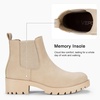 image:imageWomens Chelsea Ankle Boots PullOn Low Heel Booties 9607  Flat short boots with elastic side round toe for casual dailyBeige