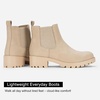 image:imageWomens Chelsea Ankle Boots PullOn Low Heel Booties 9607  Flat short boots with elastic side round toe for casual dailyBeige
