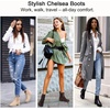 image:imageWomens Chelsea Ankle Boots PullOn Low Heel Booties 9607  Flat short boots with elastic side round toe for casual dailyBrown