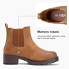 image:imageWomens Chelsea Ankle Boots PullOn Low Heel Booties 9607  Flat short boots with elastic side round toe for casual dailyYellow Brown