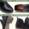 image:imageWomens Short Ankle Boots Low Heel Round Toe Western Booties  Comfortable westerninspired booties memory foam cushioning buckle side zip or perforated slipon design optionsPerforated Black Pu