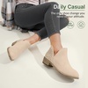 image:imageWomens Short Ankle Boots Low Heel Round Toe Western Booties  Comfortable westerninspired booties memory foam cushioning buckle side zip or perforated slipon design optionsPerforated Tan Nubuck