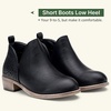image:imageWomens Short Ankle Boots Low Heel Round Toe Western Booties  Comfortable westerninspired booties memory foam cushioning buckle side zip or perforated slipon design optionsPerforated Black Pu