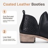 image:imageWomens Short Ankle Boots Low Heel Round Toe Western Booties  Comfortable westerninspired booties memory foam cushioning buckle side zip or perforated slipon design optionsPerforated Black Leather
