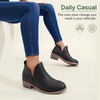 image:imageWomens Short Ankle Boots Low Heel Round Toe Western Booties  Comfortable westerninspired booties memory foam cushioning buckle side zip or perforated slipon design optionsPerforated Black Pu