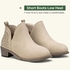 image:imageWomens Short Ankle Boots Low Heel Round Toe Western Booties  Comfortable westerninspired booties memory foam cushioning buckle side zip or perforated slipon design optionsPerforated Tan Nubuck