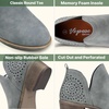 image:imageWomens Short Ankle Boots Low Heel Round Toe Western Booties  Comfortable westerninspired booties memory foam cushioning buckle side zip or perforated slipon design optionsPerforated Grey