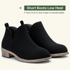 image:imageWomens Short Ankle Boots Low Heel Round Toe Western Booties  Comfortable westerninspired booties memory foam cushioning buckle side zip or perforated slipon design optionsPerforated Black Nubuck