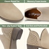 image:imageWomens Short Ankle Boots Low Heel Round Toe Western Booties  Comfortable westerninspired booties memory foam cushioning buckle side zip or perforated slipon design optionsPerforated Tan Nubuck